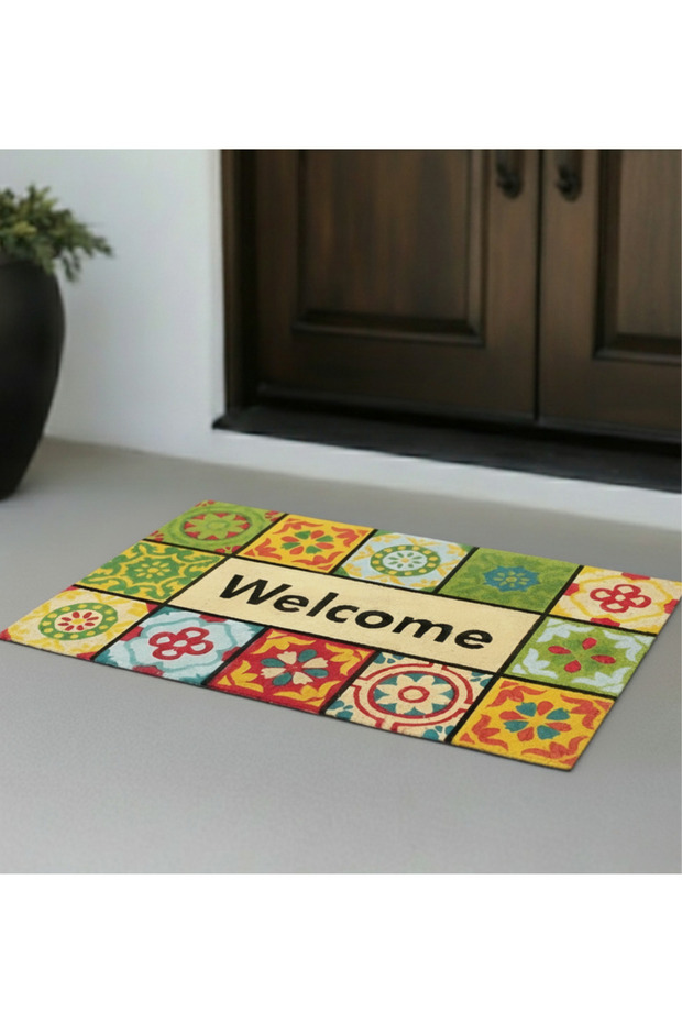 Multicolor Digital Printing Doormat with the Text'Welcome'