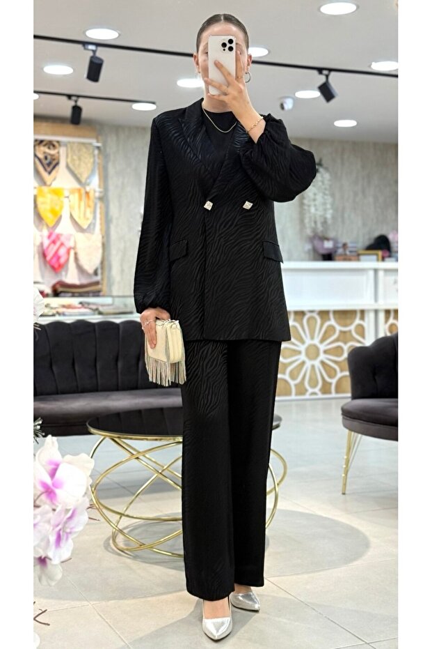 Zebra Patterned Jacquard Suit - 1