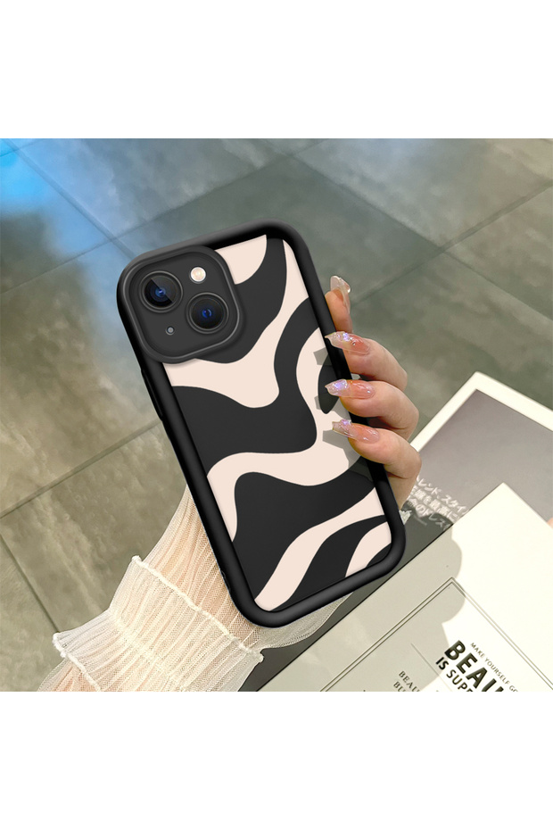 iPhone 15 Plus Compatible Lines Anti-Drop Simplicity Soft Silicone Phone Case