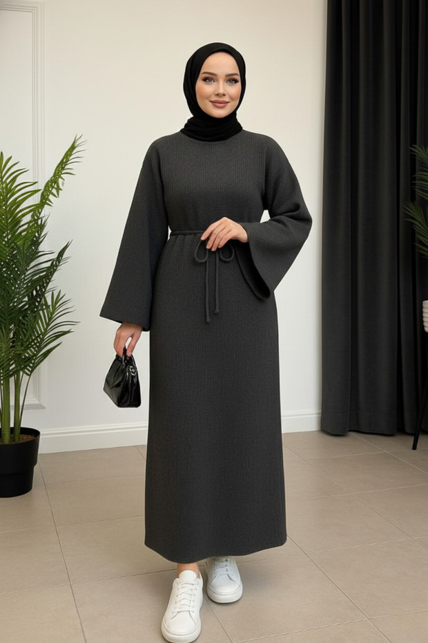 Tesettür Stili Çan Kollu Örme Model - 1