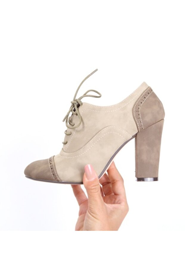 pantofi cu toc bej - 5