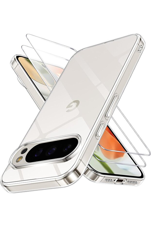Clear Case for Google Pixel 10 Pro XL with 2 Screen Protectors - TPU Gel Soft Silicone