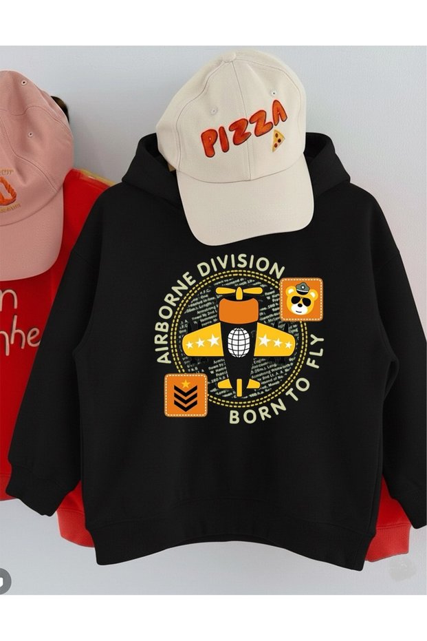 Oversized Children's Sweatshirt – Born to Fly Airplane Printed