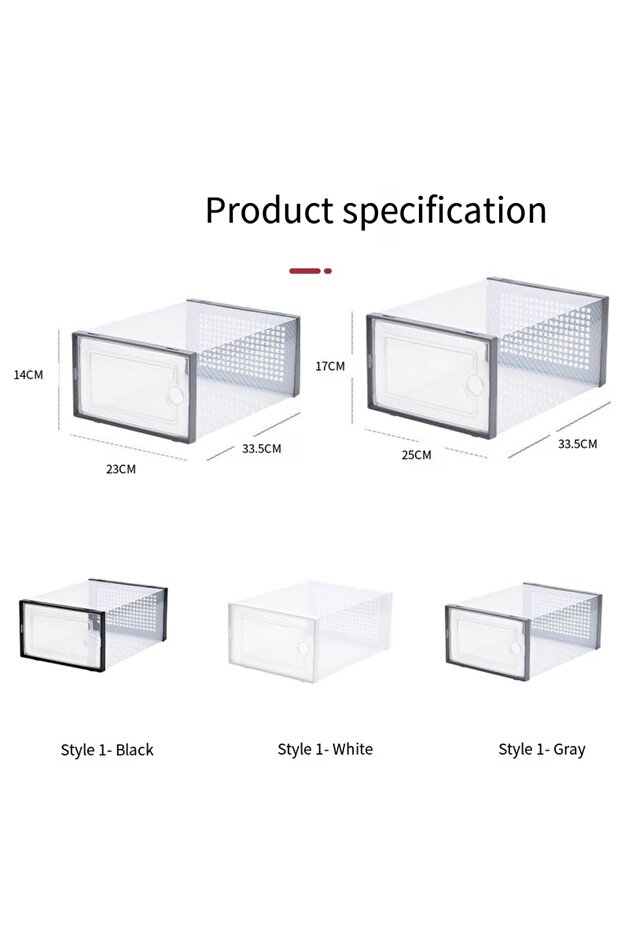 صندوق تخزين أحذية بلاستيكي شفاف قابل للتكديس مع غطاء، 12 قطعة - 2