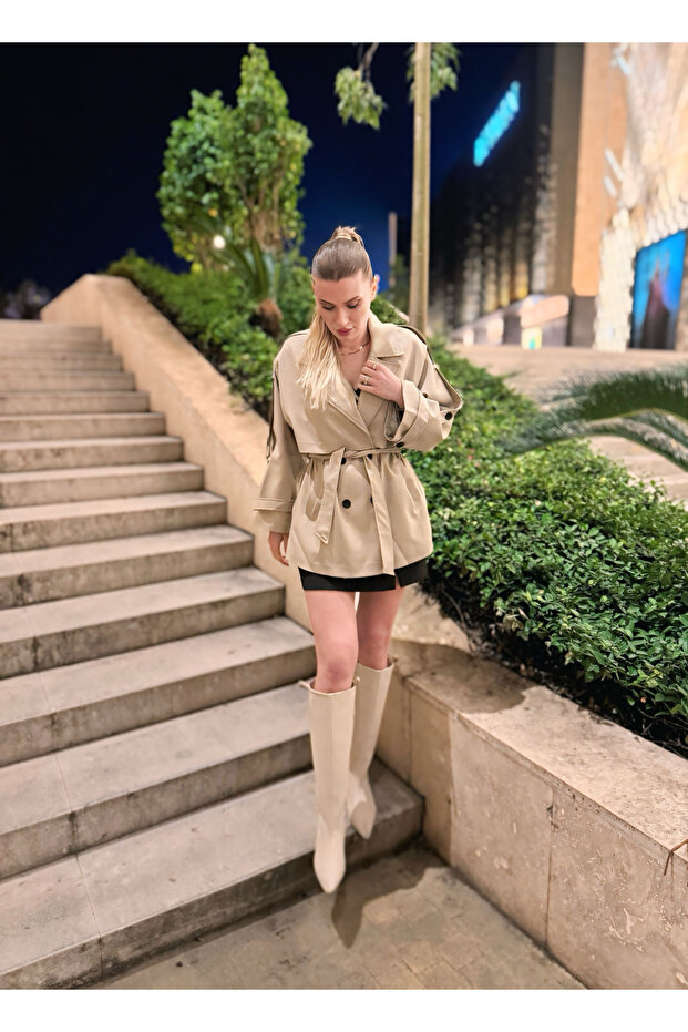 Oversize Ara Boy Camel Trençkot - 9