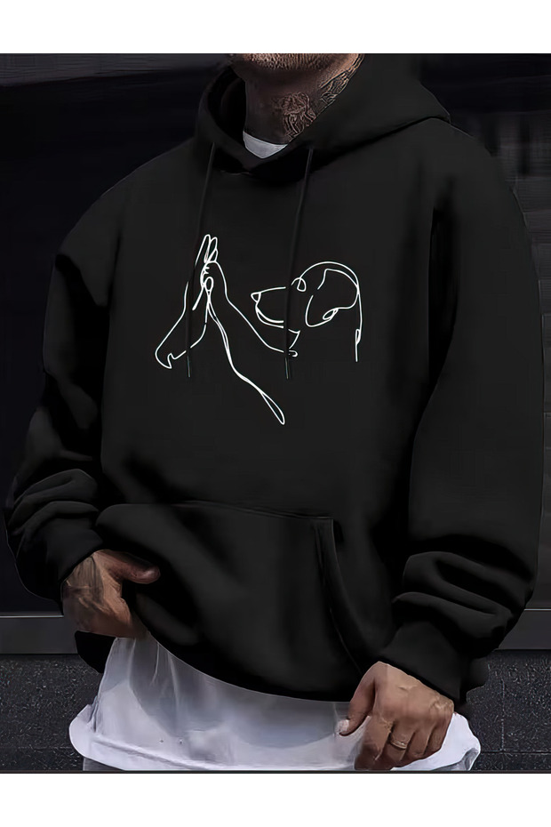 Hooded Sweatshirt Unisex Hoodie Oversized 3 Thread Cotton Pati̇