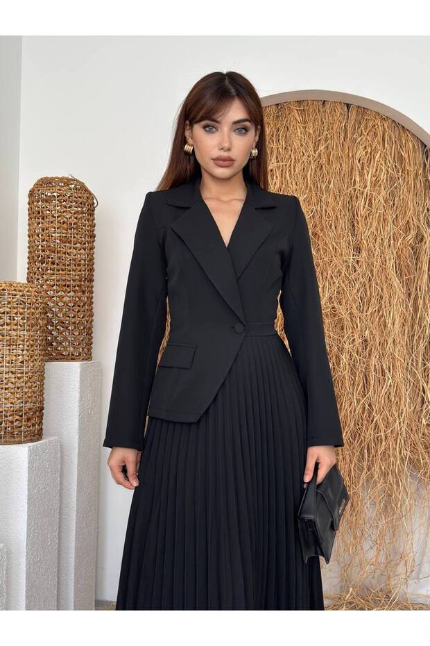 Ceket Form Piliseli Elbise - 2