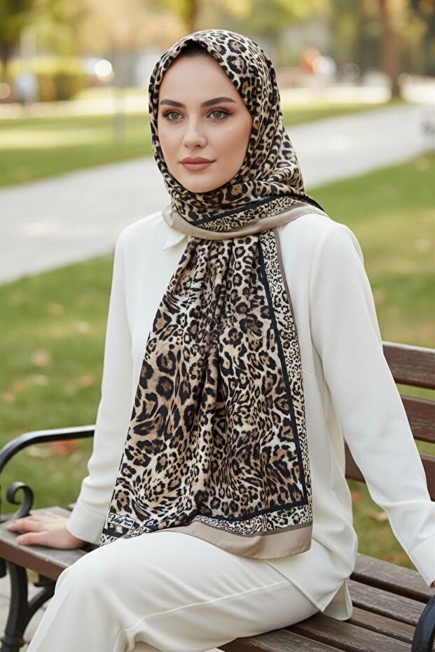 VAV Leopar Desenli Şal - 1