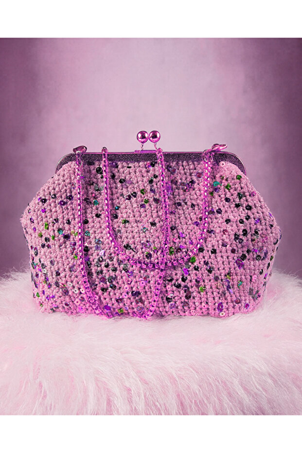 Dora El İşlemesi Pullu Makrome Çanta - 1