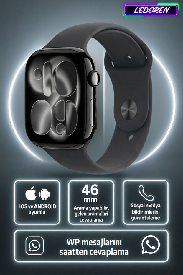 L'eDoren Harvox Watch 11 Pro Plus Akıllı Saat 46mm WP Mesaj Atma Konuşma Özellikli İOS & Android Uyumlu