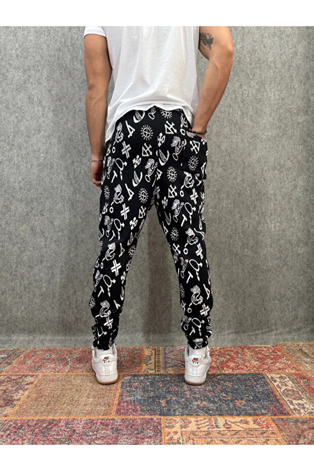 بنطال رياضي منقوش بخصر مطاطي - 2