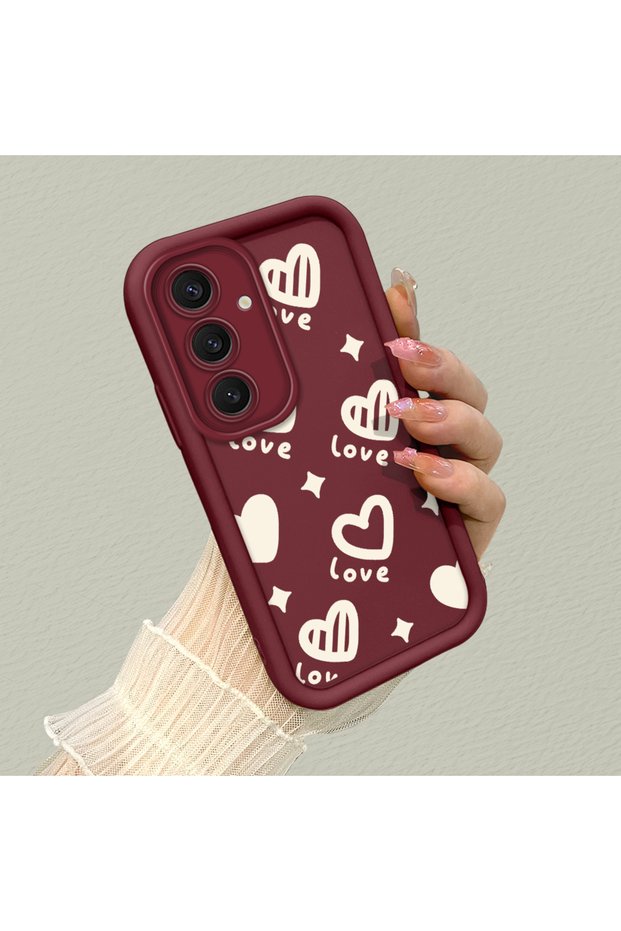 Samsung Galaxy S24 Plus Compatible Silicone Material Shockproof Simple Burgundy Phone Case