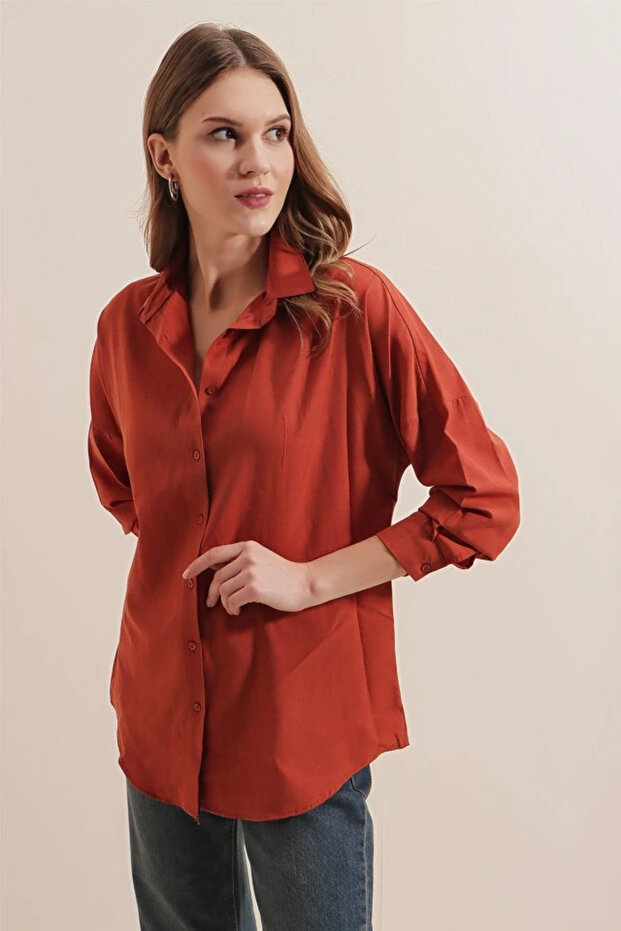    3900 Oversize Long Basic Shirt - Tile - 4