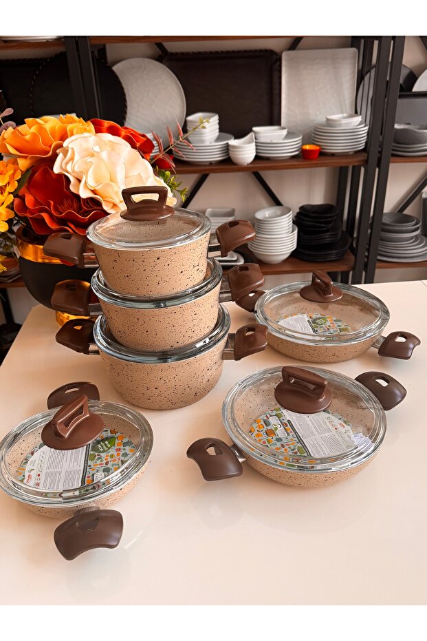 طقم أواني طهي من الجرانيت 12 قطعة - 1