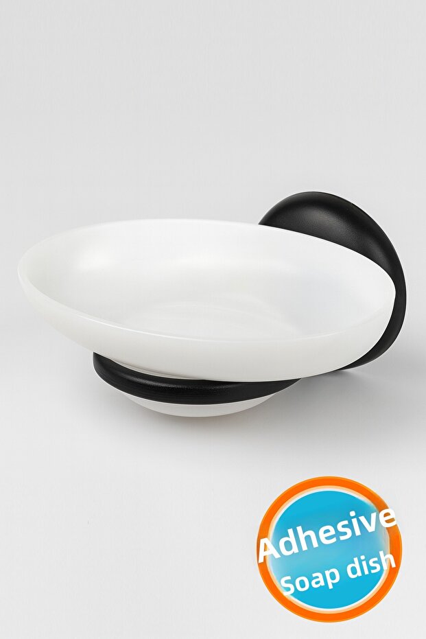 Adhesive Soap Dish Solid Soap Holder Hand Soap Dispenser Black