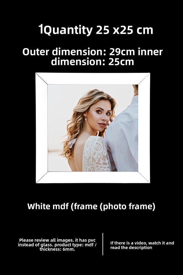 1 قطعة إطار 25x25 - إطار MDF - إطار صور - إطار مربع - مع PVC