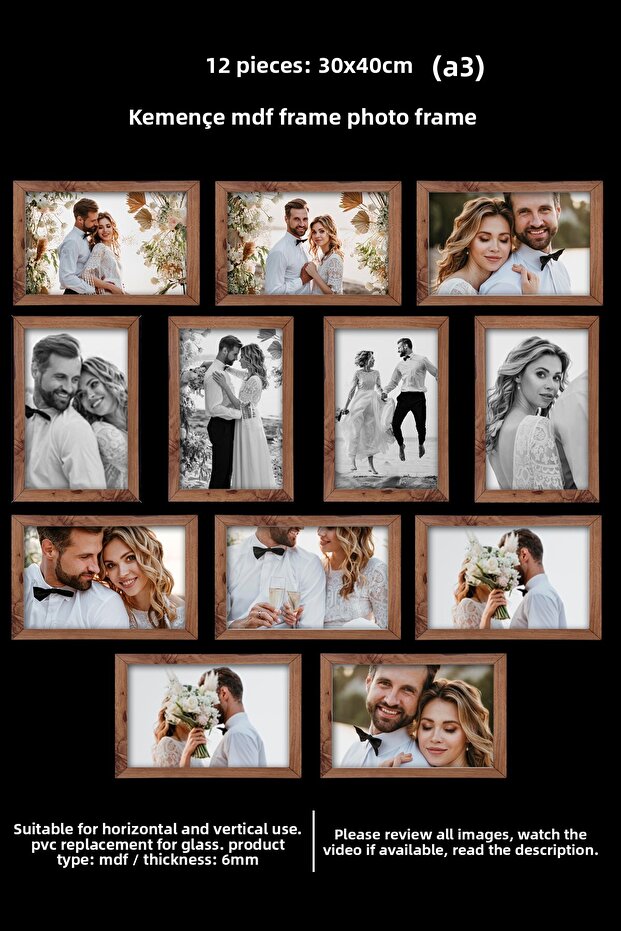 12 قطعة إطار 30x40 - إطار MDF - إطار صور - إطار ملصق A3