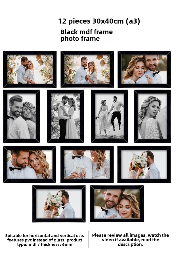12 Pieces 30X40 Frame - Mdf Frame - Photo Frame - A3 Poster Frame