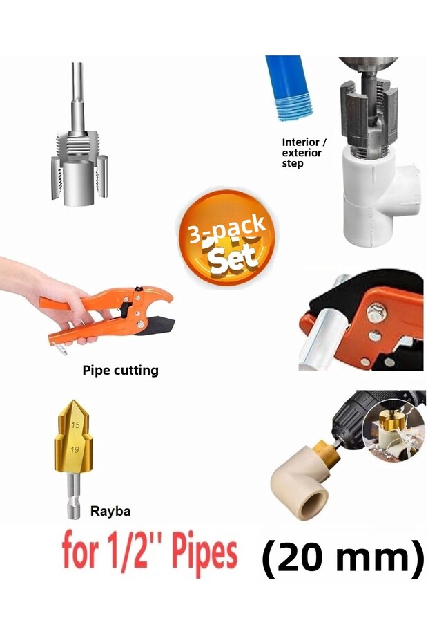 Pvc Pprc Pipe Cutting Shear Internal and External Threading Tool 1/2\" (20mm) Groove Paso Opening Wrench Reamer Pafta
