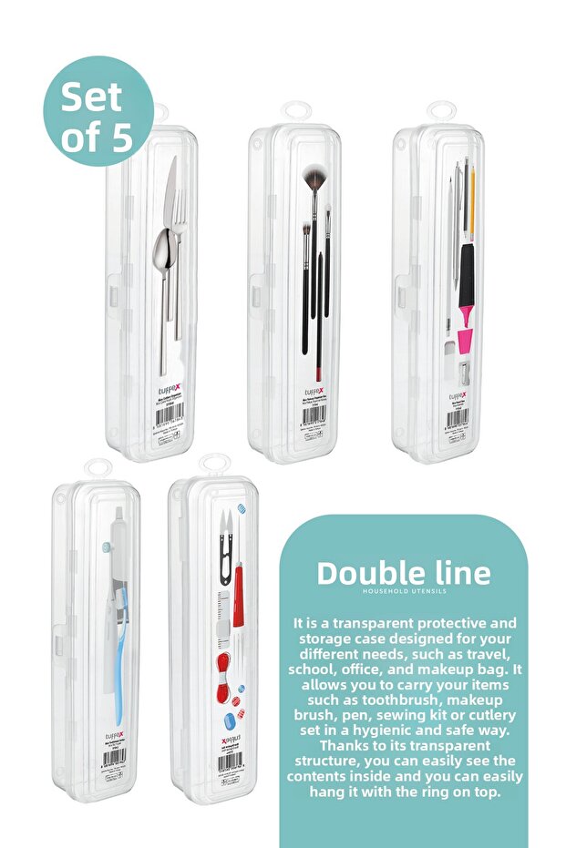 5Pcs Transparent Makeup Jewelry and Accessories Box Pen Holder Toothbrush Holder Practical Organizer
