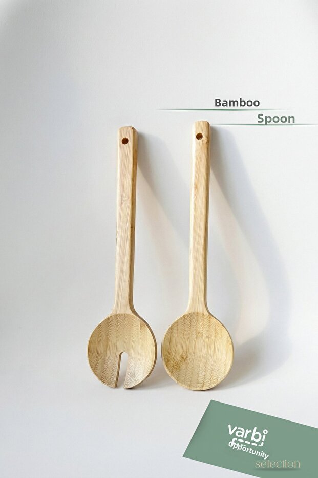 2-Piece Bamboo Serving Set (Spoon & Fork) - 1