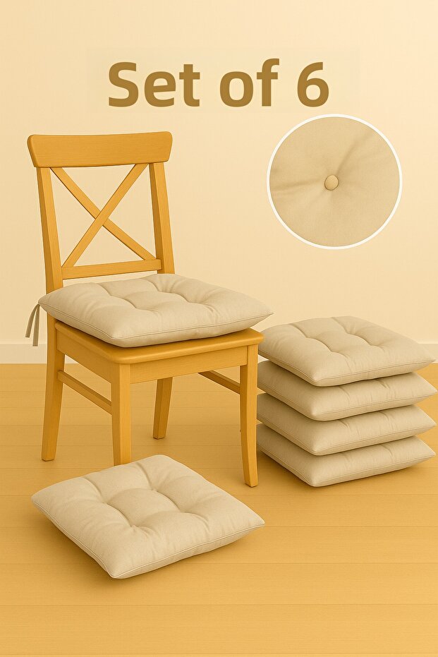 Chair Cushion Set of 6 – Comfortable, Stylish, Plush Cushion
