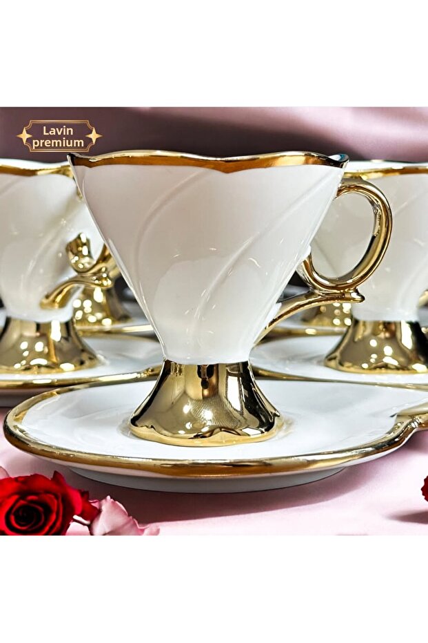 طقم فناجين قهوة (ذهبي) من تصميمي المنزلي