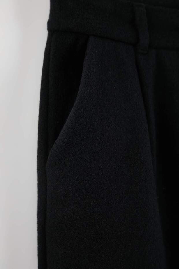 Siyah Wide Leg/Geniş Paça Yüksek Bel Dokuma Pantolon TWOAW23PL00302 - 7