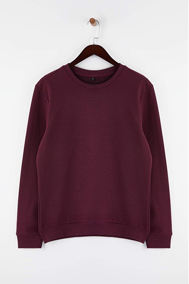 Siyah-Bordo-Lacivert 3'lü Paket Regular/Normal Kesim Basic İçi Polar Sweatshirt TMNAW26SW00006 - 2