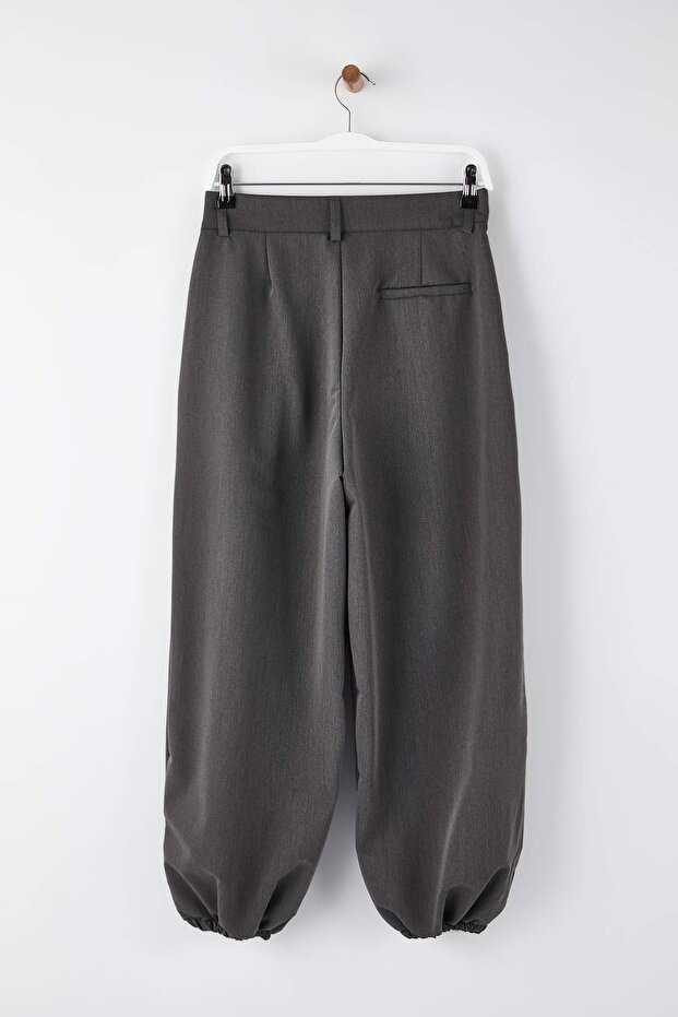 Gri Yüksek Bel Dokuma Şalvar Pantolon TWOAW26PL00169 - 8