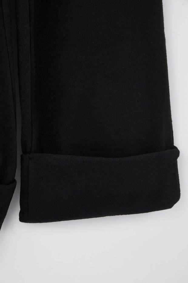 Siyah Wide Leg/Geniş Paça Yüksek Bel Dokuma Pantolon TWOAW23PL00302 - 6