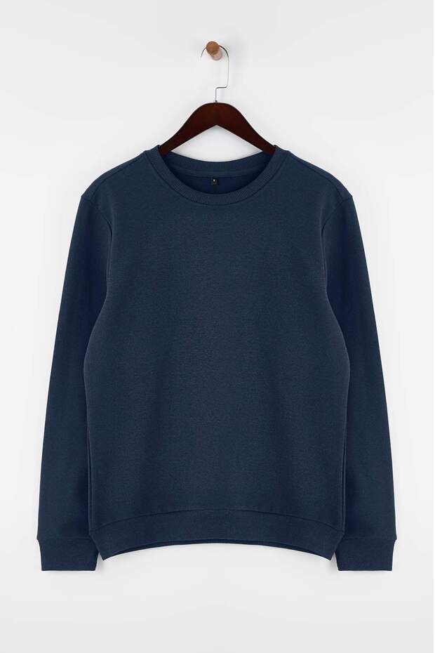 Siyah-Bordo-Lacivert 3'lü Paket Regular/Normal Kesim Basic İçi Polar Sweatshirt TMNAW26SW00006 - 5