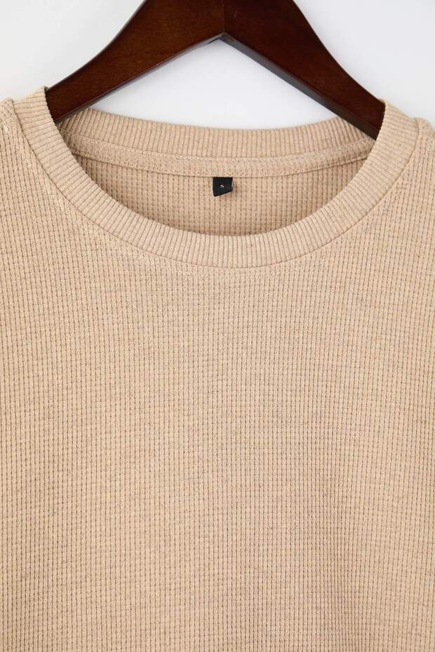 Siyah - Bej Yeni Oversize/Geniş Kalıp 2'li Paket Dokulu Waffle Sweatshirt TMNAW26SW00028 - 2