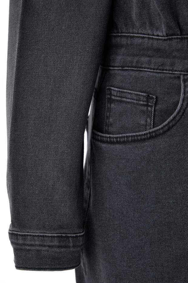 Antrasit Comfort Denim Büyük Beden Elbise - 4