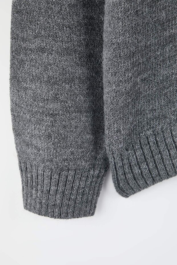 Wardrobe Essentials Antrasit Basic Geniş Kalıp Yumuşak Dokulu Triko Kazak TBBAW26AN00069 - 4