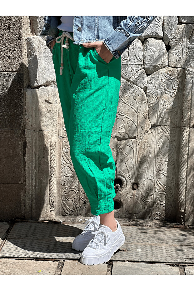 Ženske plisirane pantalone sa elastičnim strukom - 2