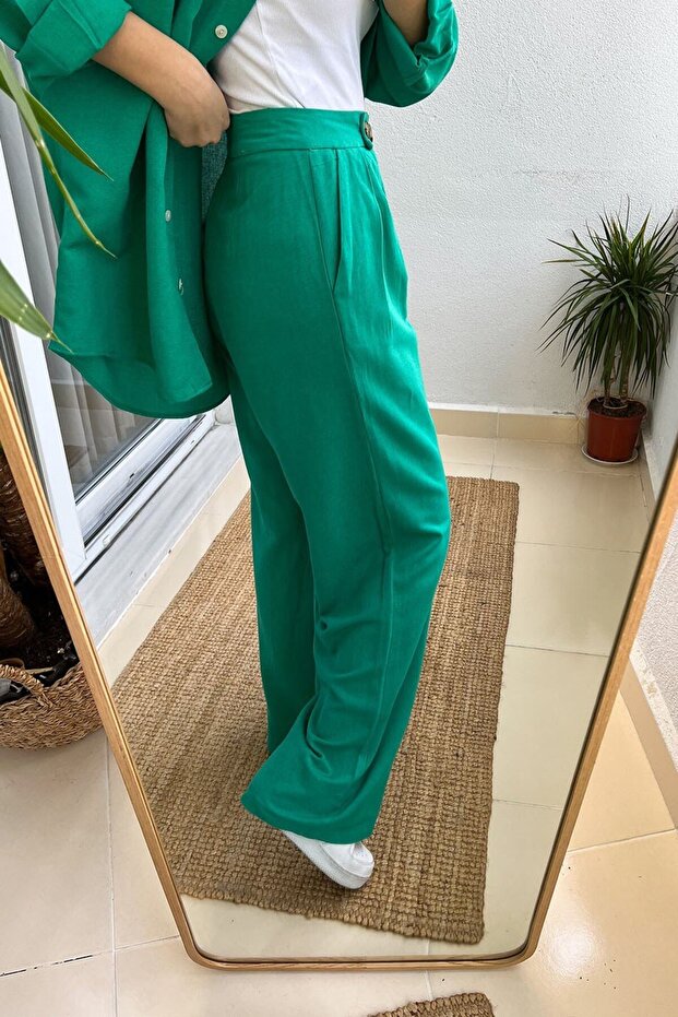 بنطلون بالازو كتان - تصميم مطوي - 3