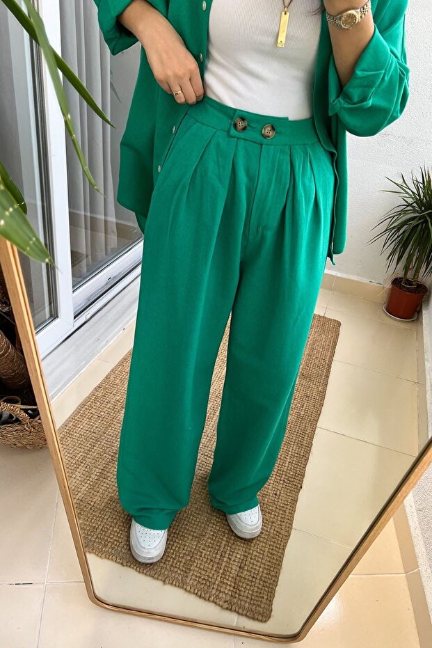 بنطلون بالازو كتان - تصميم مطوي - 2