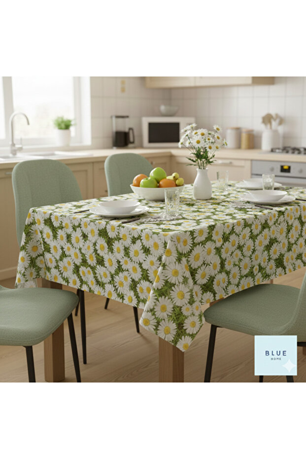Fiesta Lined PVC Wipeable Stain Resistant Non-Slip Table Cloth - Daisy