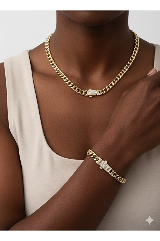 Çelik Monaco gurmet kolye&bileklik set - 3