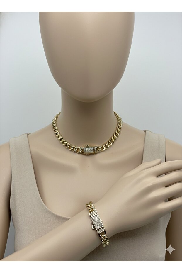 Çelik Monaco gurmet kolye&bileklik set - 2