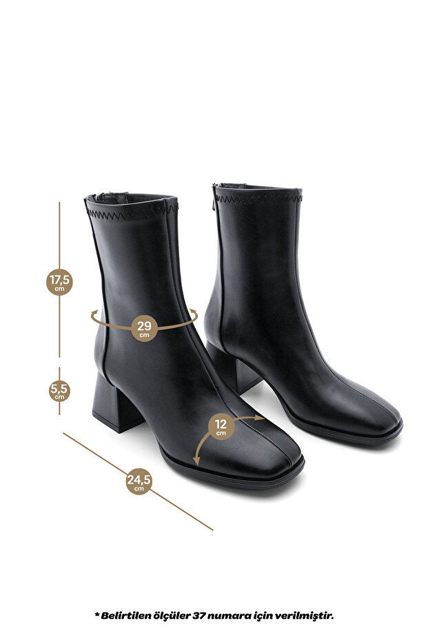 Damskie botki na obcasie Blunt Toe Back Zipper Nayis czarne - 8