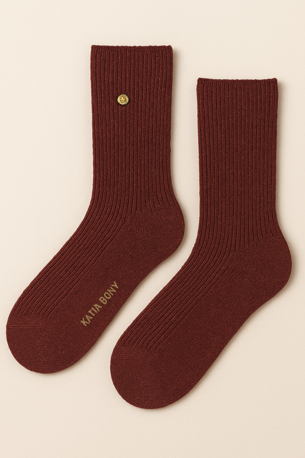 Women's Wool Glitter Socks Burgundy