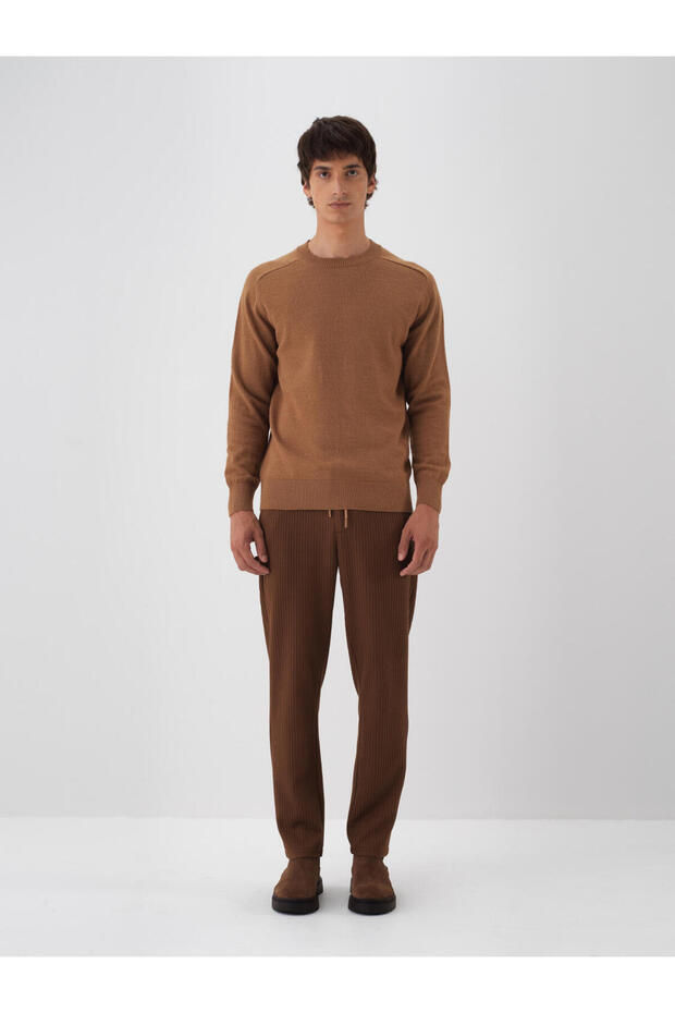 Erkek Camel Yünlü Basic Kazak - 2