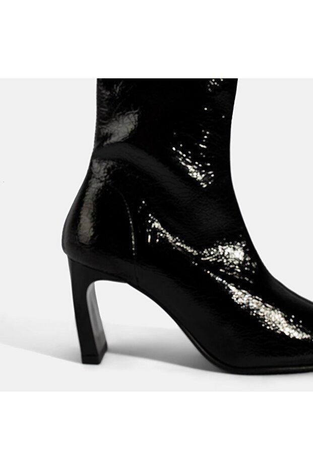 Kadın Siyah Kalın Topuklu Stretch Bot - 6