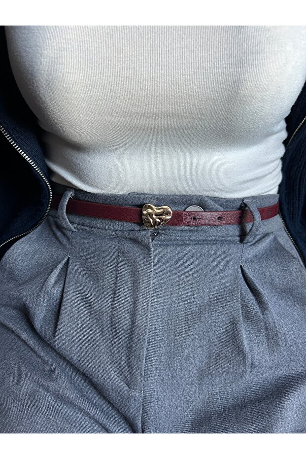 Logic Embossed Heart Pattern Women's Gold Buckle Belt Jacket Belt Dress Belt Trouser Belt