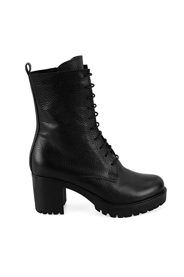 Kadın Siyah Topuklu Deri Bot - 2