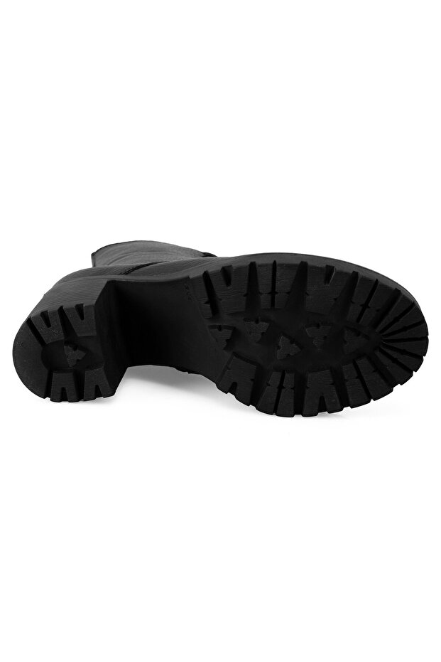 Kadın Siyah Topuklu Deri Bot - 6