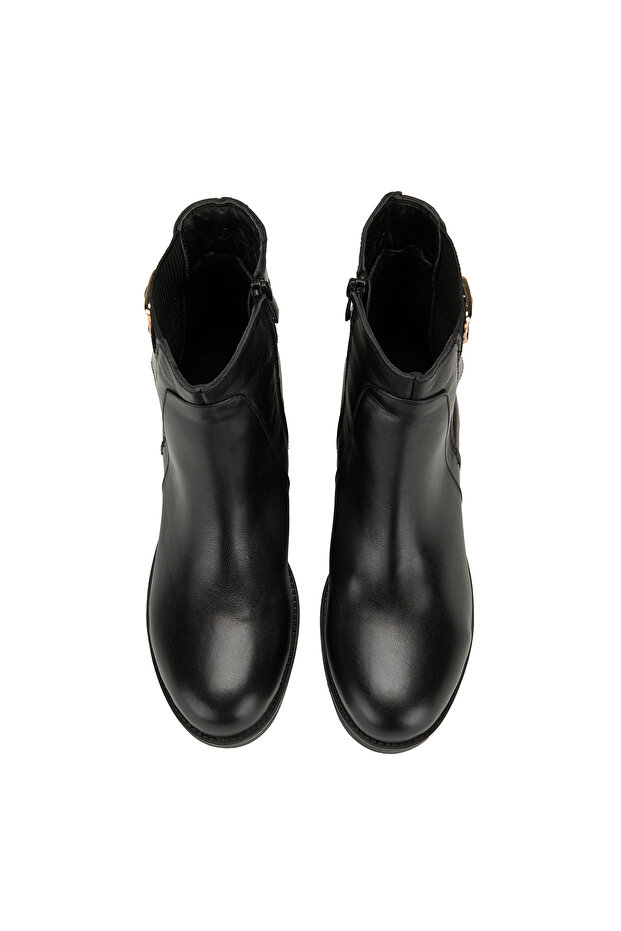 Kadın Siyah Topuklu Deri Bot - 6