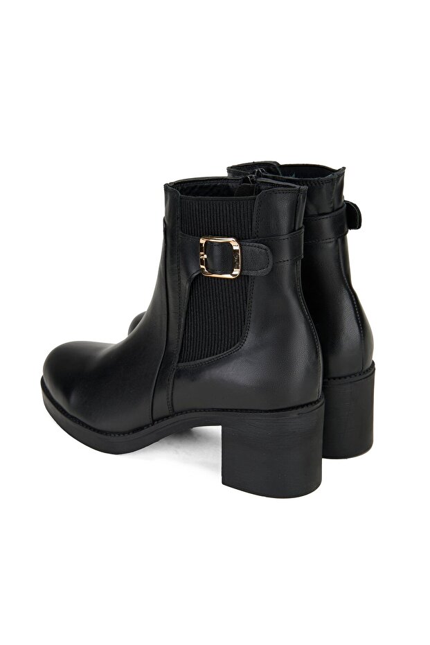 Kadın Siyah Topuklu Deri Bot - 7